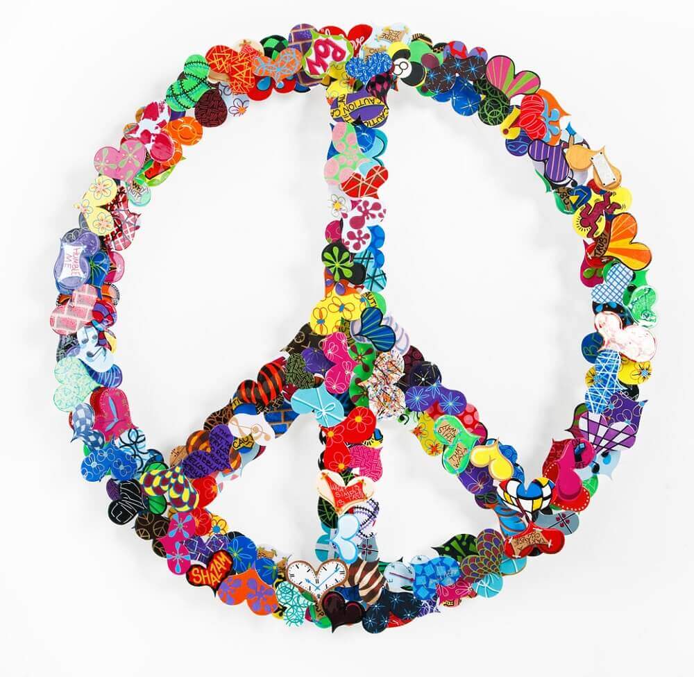 Peace And Love Mixed Media Collage Paint Canvas Lifepharmafze